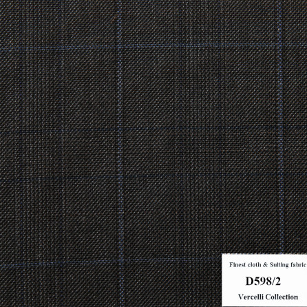 D598/2 Vercelli CVM - Vải Suit 95% Wool - Đen Caro